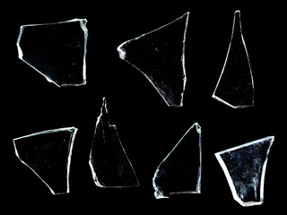 Aufkleber - shards of glass isolated on a black background