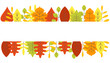 Separating white stripe with autumn dry leaves for text, advertising, menu. Design for notebook, notepad. Decoration for a greeting card. Halloween.Double elements.Gardening shop design