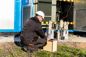 Wall Mural - execution of electrical measuring works on the power transformer