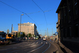 Fototapeta Miasto - Morning view of the streets of Frankfurt     