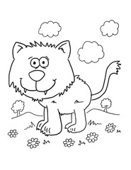 Cute Cat Coloring Page Vector Illustration Art Design