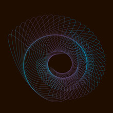 Vector Circular Spirograph Pattern. Neon Wavy Lines On A Black Background.