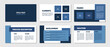 © Kostiantyn - Presentation template. Blue rectangles flat design, white background. 6 slides. Process, development, solution, elements, title.
