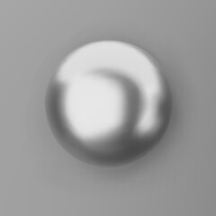 Wall Mural - 3d render chrome geometric shape sphere with shadows isolated on grey background. Metal glossy realistic primitive. Abstract decorative vector figure for trendy design
