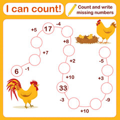 vector illustration of a children's math game on the topic I can count. Mathematical examples for addition and subtraction in the form of a game	
