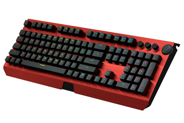 Wall Mural - Red computer keyboard with rgb colors isolated on white background.