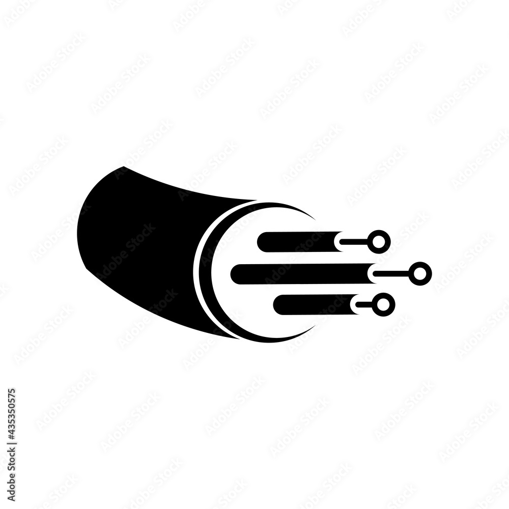 Optic fiber cable vector icon in flat style, Broadband optical fiber ...
