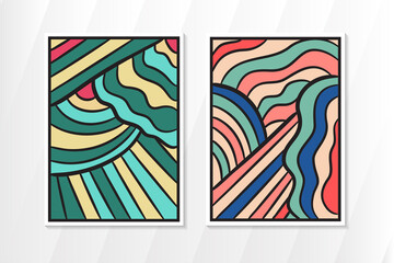 Poster - abstract square background template design. retro style with black outline. colorful pattern with vertical layout. illustration use a4 sizes.