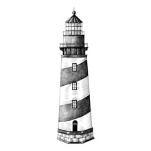 Old Lighthouse Vintage Style Illustration