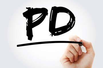 Poster - pd - public domain acronym with marker, concept background