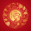 Happy Chinese New Year. tiger symbol of 2022, Chinese New Year. Template for banner, poster, greeting card.