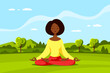 Young Woman in Lotus Pose Pratices Meditation