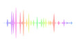 Frequency audio waveform, music wave HUD interface elements, colorful voice graph signal.