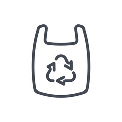Poster - eco plastic bag line icon. recyclable shopping bag vector outline sign.