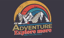 Mountain Camping  T-shirt Graphic Design. Mountain Vector Design Artwork For Apparel. 