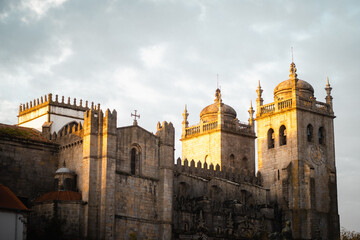 Poster - Porto Cathedral  in porto, portugal - cloudy sky background