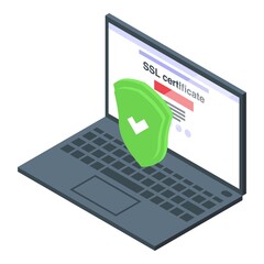 Poster - Laptop ssl certificate icon. Isometric of Laptop ssl certificate vector icon for web design isolated on white background