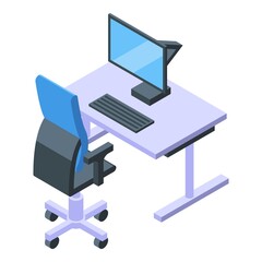 Poster - Ergonomic office workplace icon. Isometric of Ergonomic office workplace vector icon for web design isolated on white background