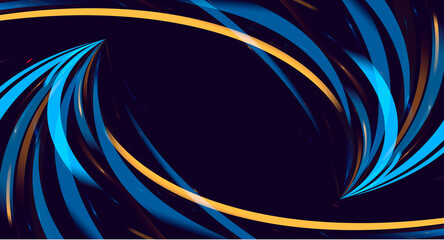 Wall Mural - Abstract background with blue and yellow stripes forming swirl in movement to the center, dynamic digital background