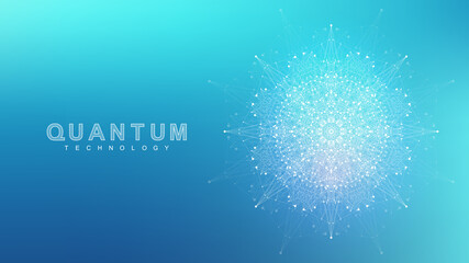 Leinwandbilder - Quantum computer innovation technology concept. Sphere explosion background. Deep learning artificial intelligence. Big data algorithms visualization quantum explosion vector illustration
