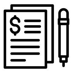 Poster - Financial contract icon. Outline Financial contract vector icon for web design isolated on white background