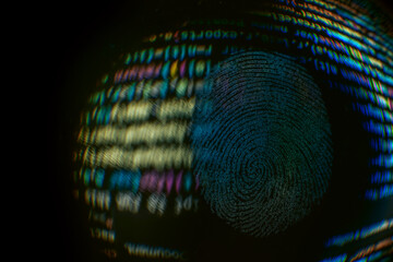Leinwandbilder - Nice fingerprint on the crumpled background of the code..Abstract computer script code. Software developer code.