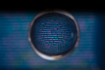 Aufkleber - Software developer code. Abstract computer script code. Code in a glass ball.