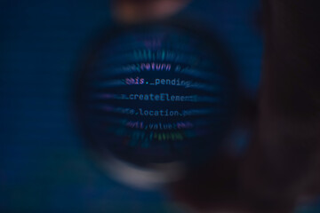 Aufkleber - Software developer code. Abstract computer script code. Code in a glass ball.