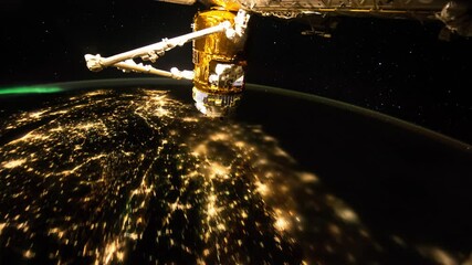 Wall Mural - flight over the earth's surface, made from a space station. 3d rendering