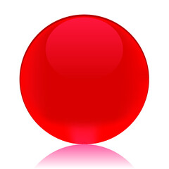 Red glossy button isolated on a white background