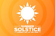Summer Solstice. Longest day of the year. Holiday concept. Template for background, banner, card, poster with text inscription. Vector EPS10 illustration.