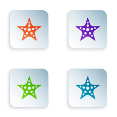 Sticker - Color Starfish icon isolated on white background. Set colorful icons in square buttons. Vector