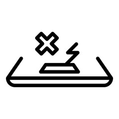 Sticker - Broken laptop icon. Outline Broken laptop vector icon for web design isolated on white background