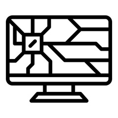 Poster - Broken display icon. Outline Broken display vector icon for web design isolated on white background