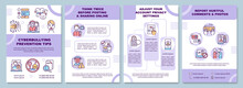 Cyberbullying Prevention Tips Brochure Template. Reporting, Privacy. Flyer, Booklet, Leaflet Print, Cover Design With Linear Icons. Vector Layouts For Presentation, Annual Reports, Advertisement Pages