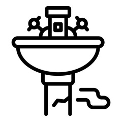 Poster - Broken sink icon. Outline Broken sink vector icon for web design isolated on white background