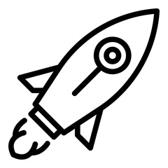 Poster - Flying rocket icon. Outline Flying rocket vector icon for web design isolated on white background