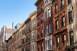 Long Row of Colorful Old Residential Buildings on the Upper West Side in New York City