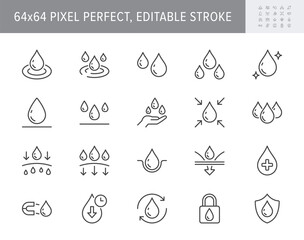 Poster - cosmetic properties line icons. vector illustration include icon - water shield, drop, absorb, lotio