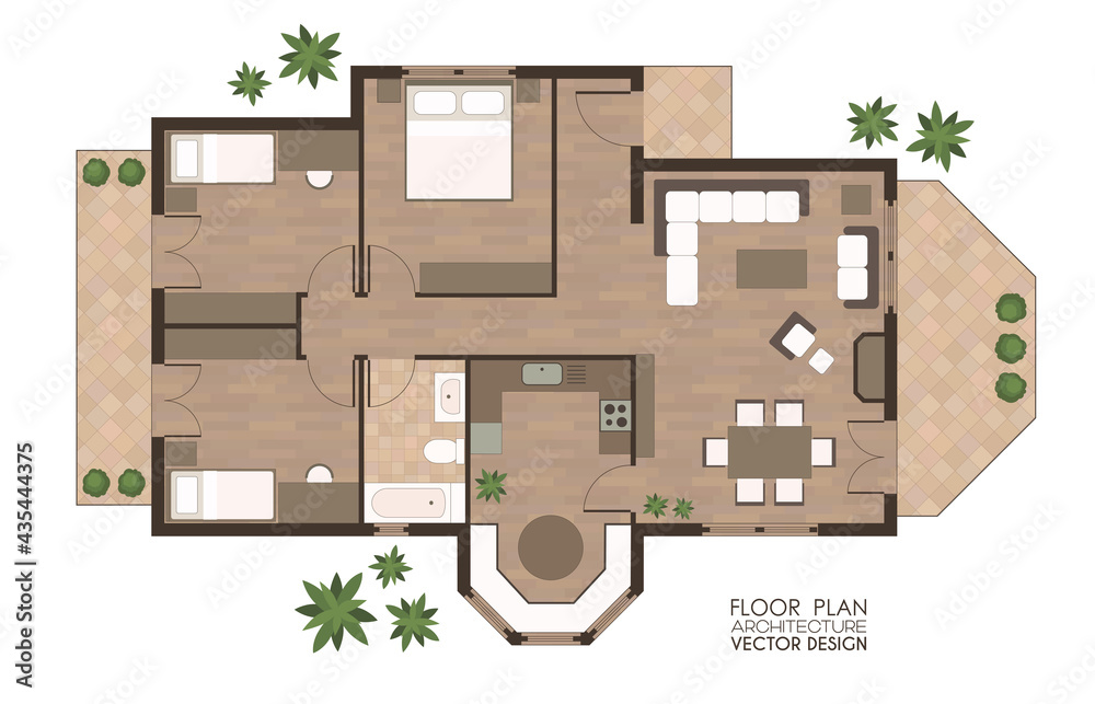 Floor plan vector, architecture residential building top view ...