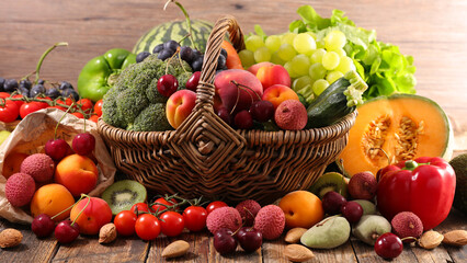 Wall Mural - fruit and vegetable in basket