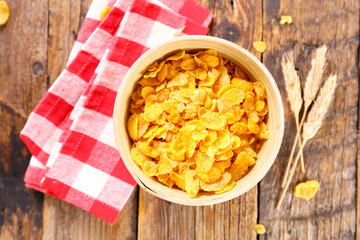 Poster - bowl of cornflakes- top view