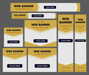 Poster - Set of web banners with geometric elements. Vector illustration. Horizontal web banner. Vertical web banner. Web template set. Social media cover ads banner