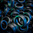 tires with green and blue lights