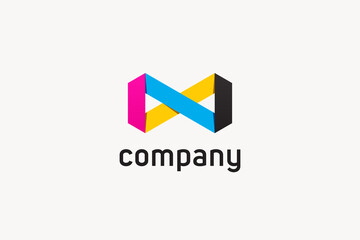 Poster - Modern Infinity Logo. Colorful Geometric Shapes Origami Style with Shadows isolated on White Background. Usable for Business and Branding Logos. Flat Vector Logo Design Template Element.
