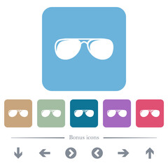 Sticker - Aviator sunglasses with glosses flat icons on color rounded square backgrounds