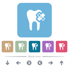 Canvas Print - Dental care flat icons on color rounded square backgrounds