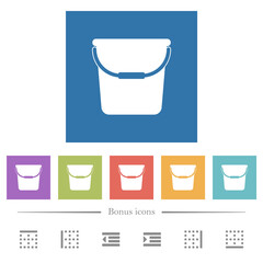 Sticker - Single bucket flat white icons in square backgrounds