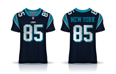 Wall Mural - American Football jersey,t-shirt sport design template.uniform front and back view.