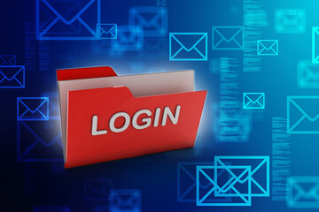 Poster - 3d rendering folder with documents